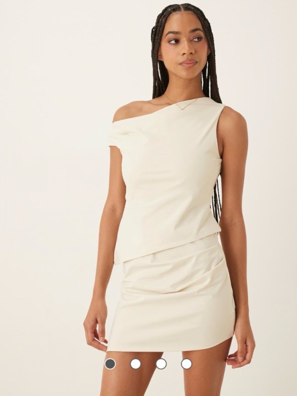 NWT ASOS DESIGN Co-ord Twist Off Shoulder Top Buttermilk Size L